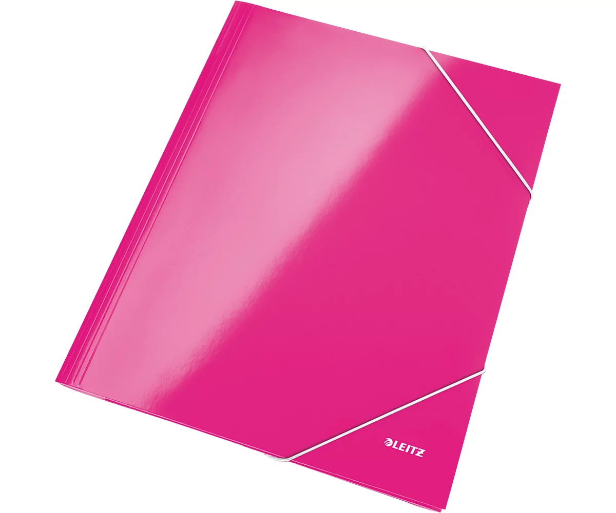 LEITZ® Eckspannmappe WOW, DIN A4, 3 Schutzklappen, pink