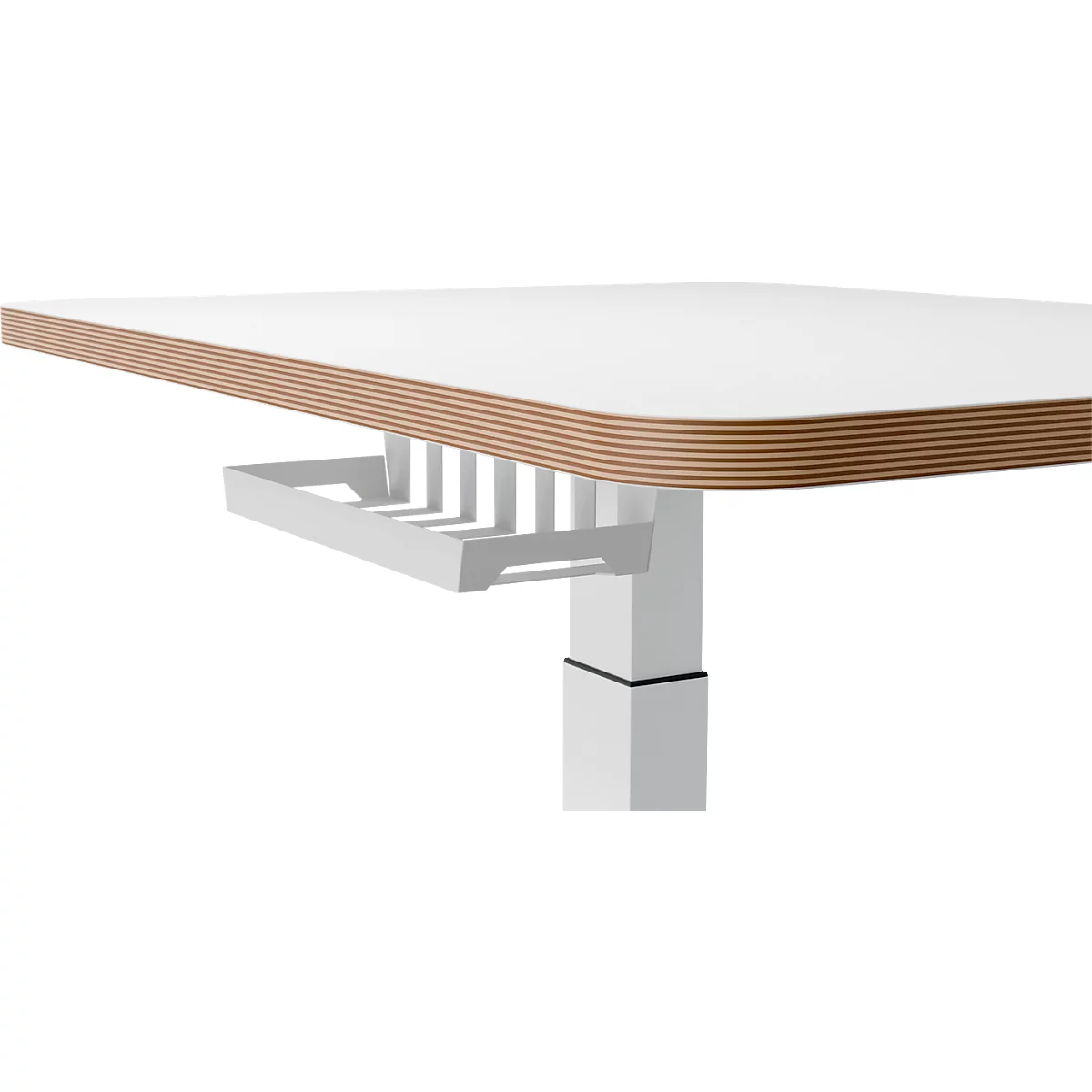 LEITZ Ergo bureau, rechthoekig, elektrisch in hoogte verstelbaar, T-voet, geheugenfunctie, USB-poorten, kabelhouder, B 800 x D 600 x H 650-1300 mm, wit/wit