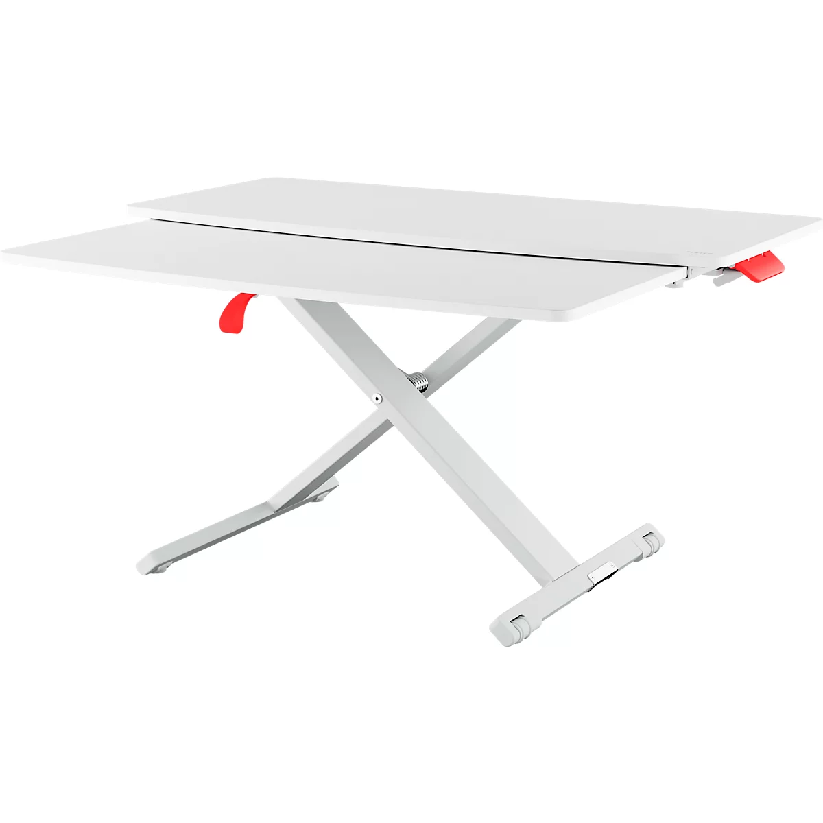 Leitz Ergo Cosy bureaublad, voor zittende en staande positie, in hoogte verstelbaar, met uitschuifbaar toetsenbordblad, B 800 x D 420 x H 72-380 mm, grijs