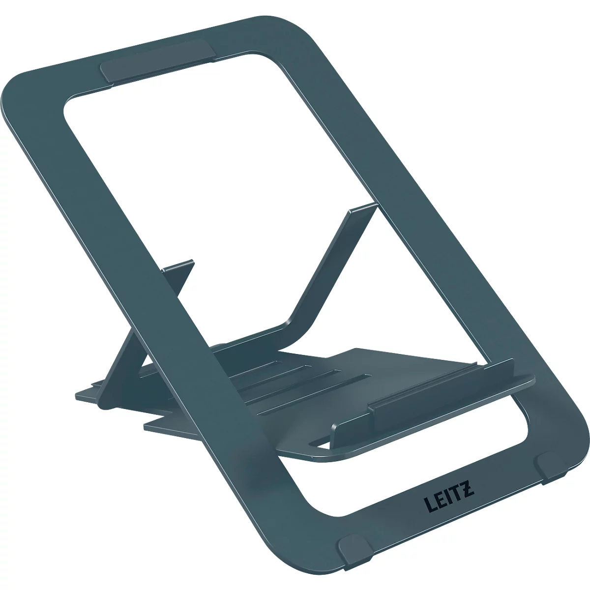 Leitz Ergo Laptopständer 6346-00-89, für 1 Laptop/Tablet 10-17', ergonomisch, ultraflach, zusammenklappbar, höhenverstellbar, Aluminium, dunkelgrau