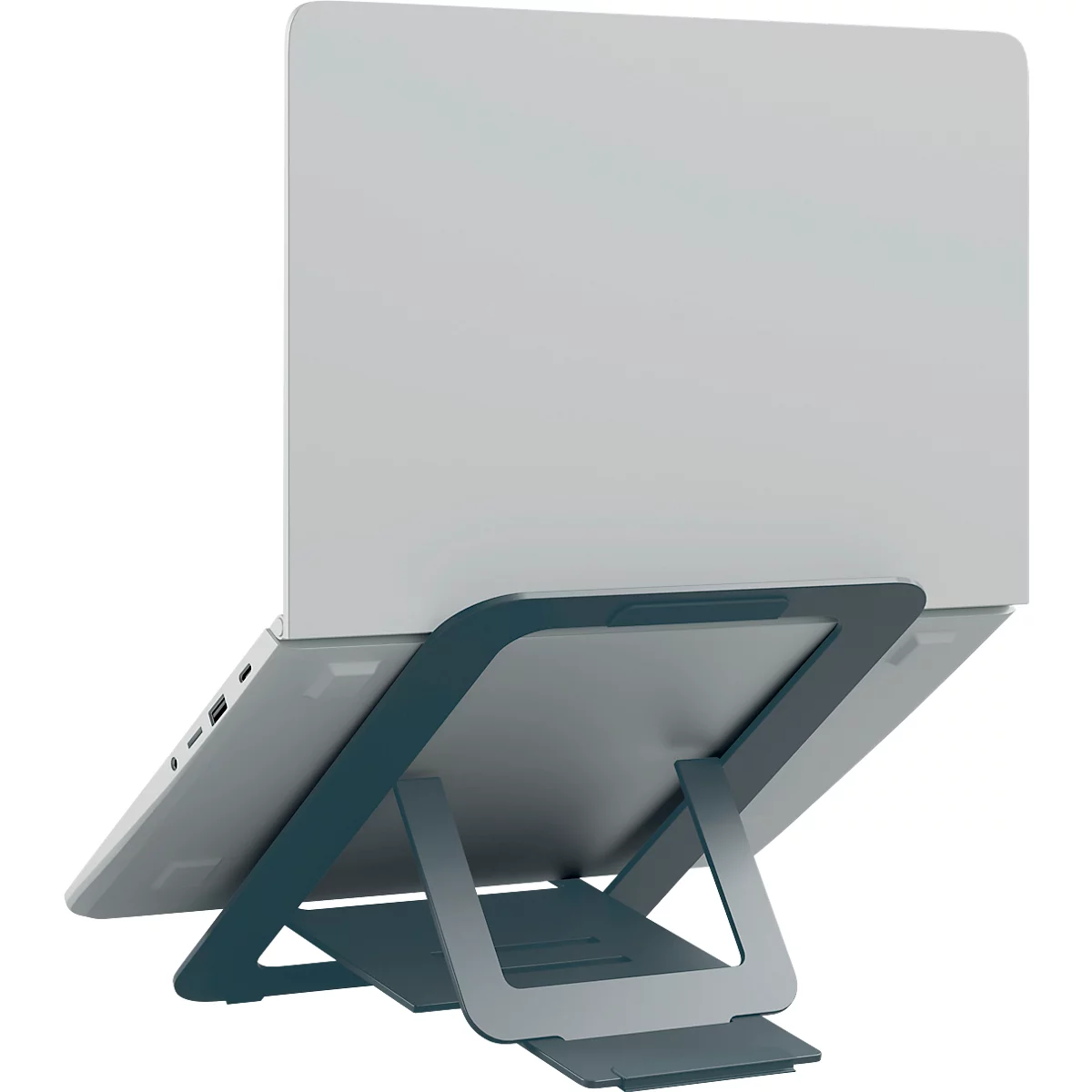 Leitz Ergo Laptopständer 6346-00-89, für 1 Laptop/Tablet 10-17', ergonomisch, ultraflach, zusammenklappbar, höhenverstellbar, Aluminium, dunkelgrau