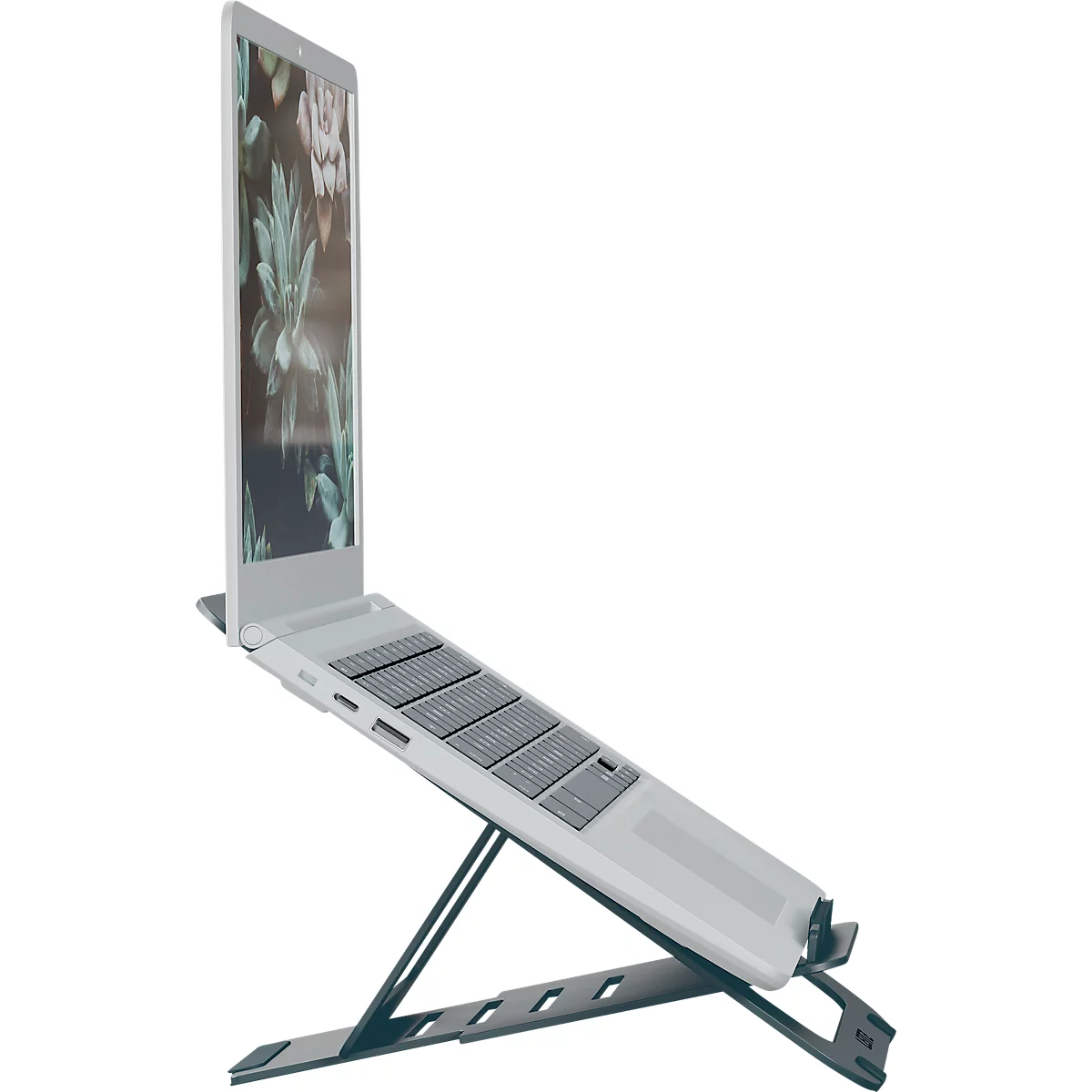 Leitz Ergo Laptopständer 6346-00-89, für 1 Laptop/Tablet 10-17', ergonomisch, ultraflach, zusammenklappbar, höhenverstellbar, Aluminium, dunkelgrau