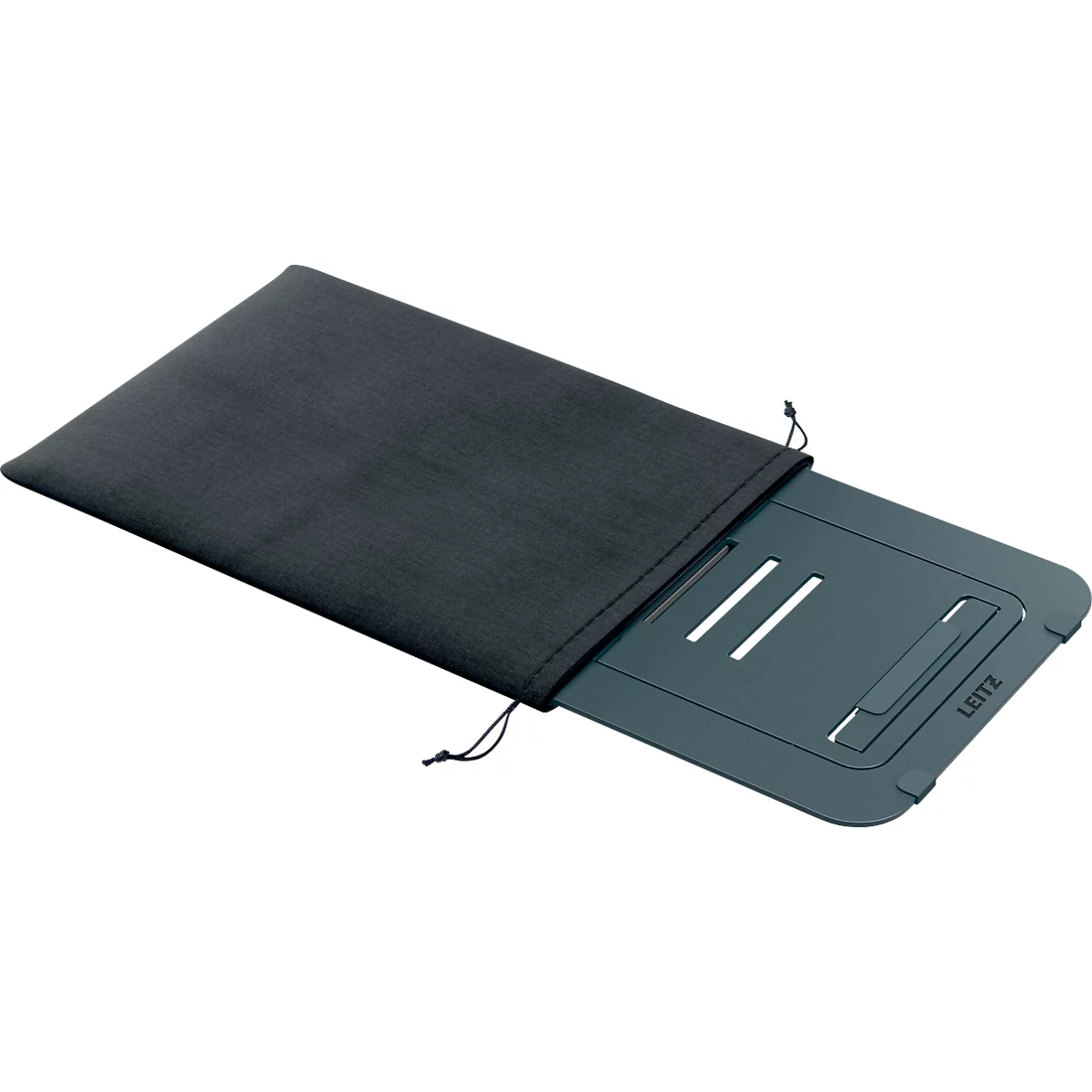 Leitz Ergo Laptopständer 6346-00-89, für 1 Laptop/Tablet 10-17', ergonomisch, ultraflach, zusammenklappbar, höhenverstellbar, Aluminium, dunkelgrau