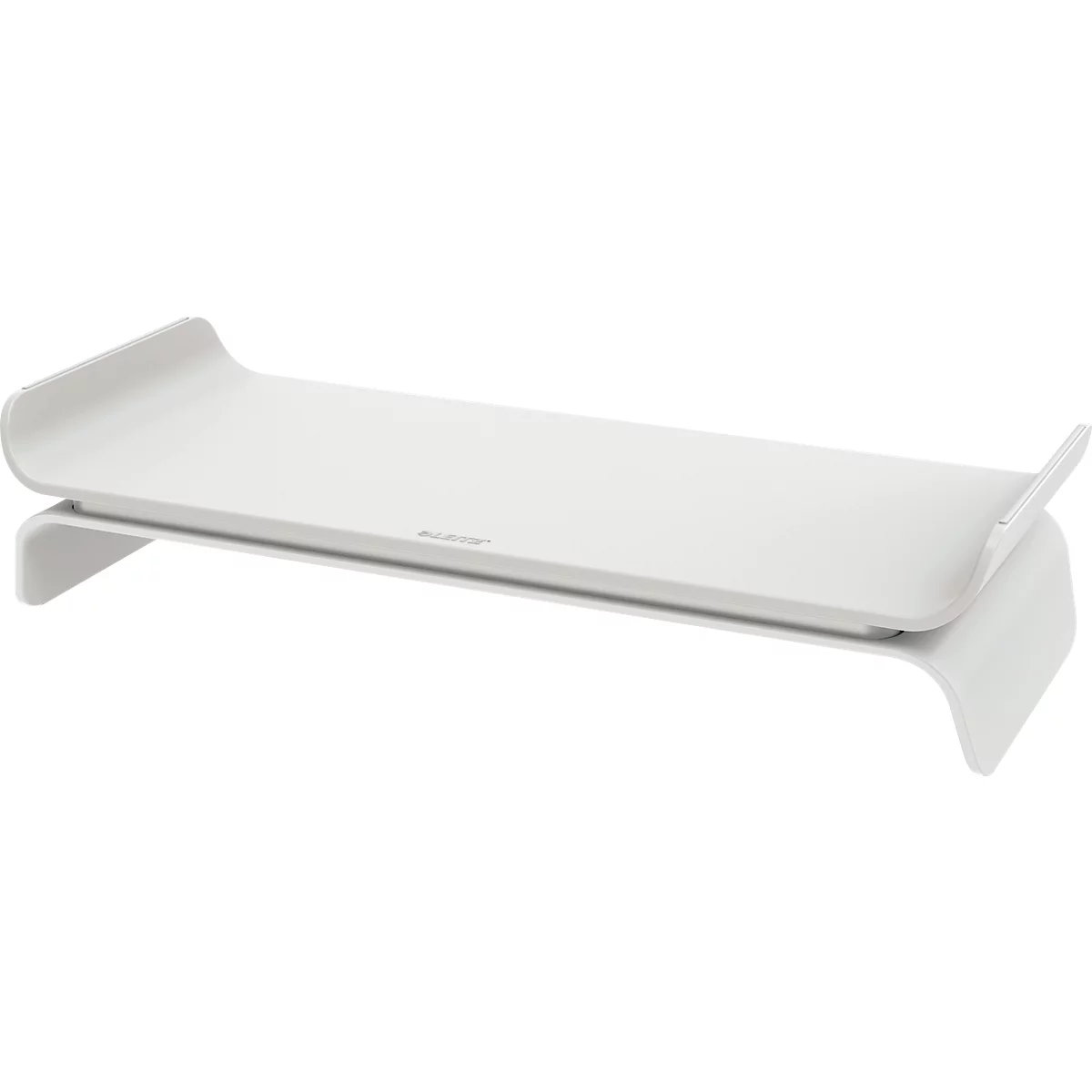 Leitz® Ergo monitorstandaard, voor 1 beeldscherm tot 27', in hoogte verstelbaar, met opbergruimte voor toetsenbord, B 209 x D 438 x H 112 mm, lichtgrijs