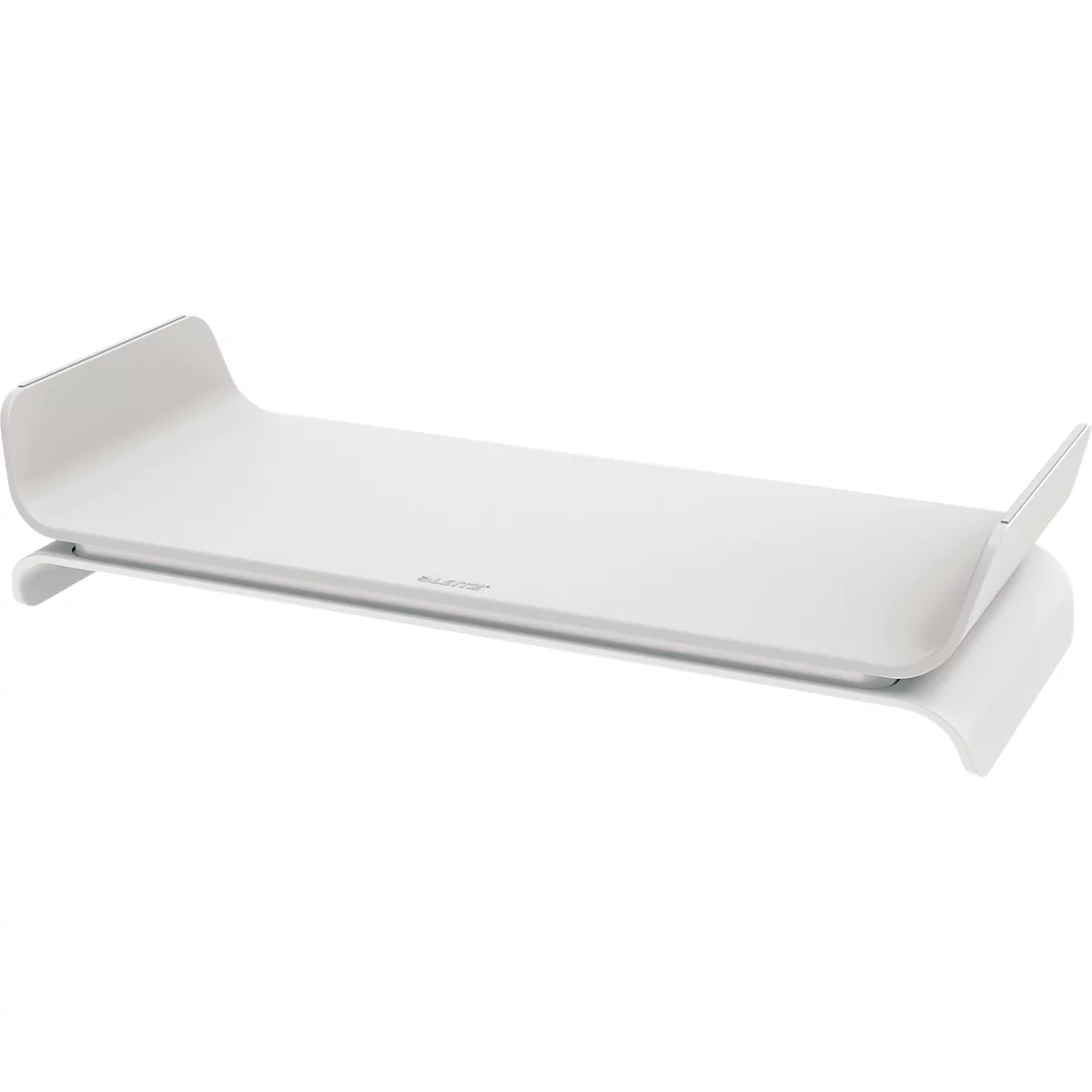 Leitz® Ergo monitorstandaard, voor 1 beeldscherm tot 27', in hoogte verstelbaar, met opbergruimte voor toetsenbord, B 209 x D 438 x H 112 mm, lichtgrijs