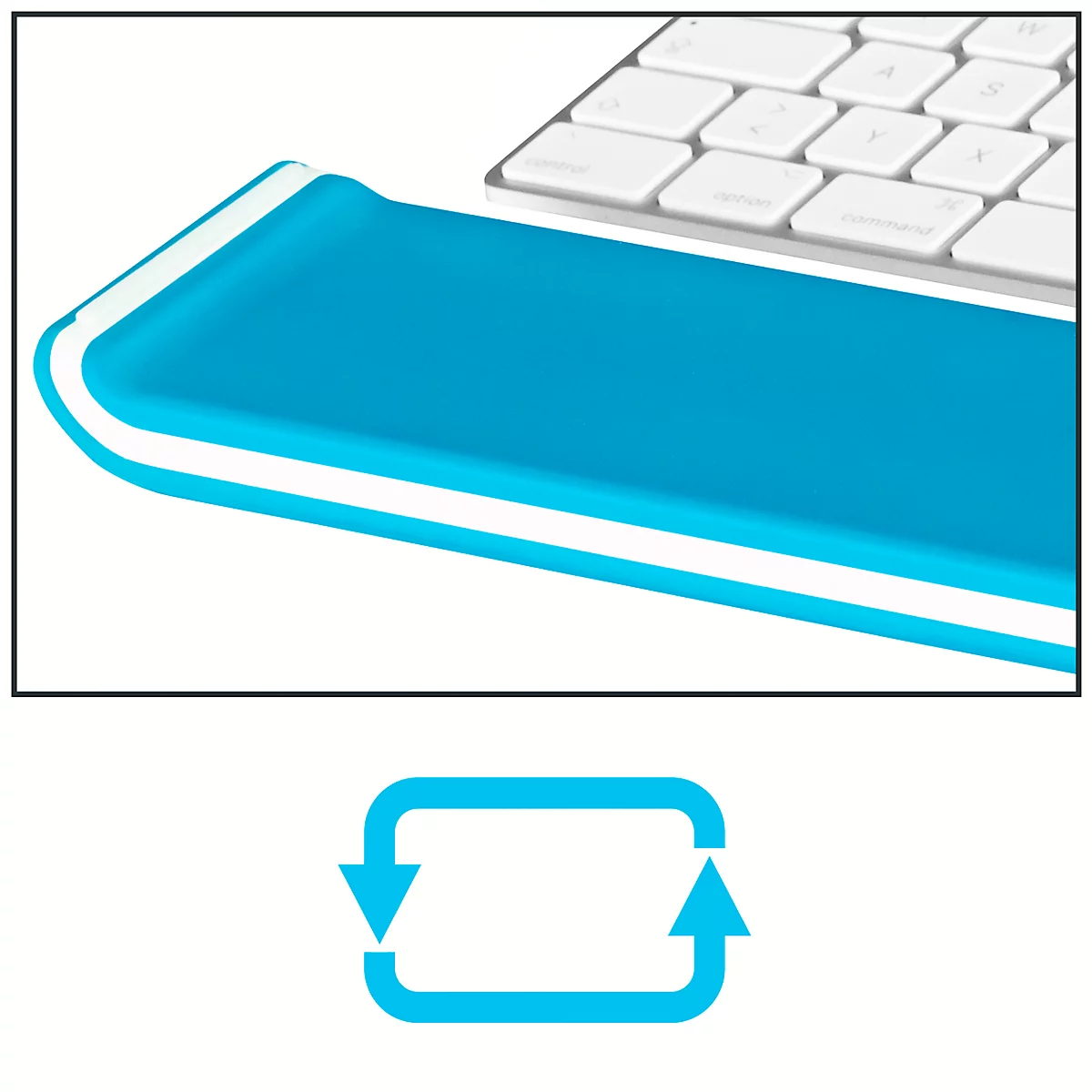 LEITZ® Ergo WOW Handgelenkauflage für Tastaturen, ergonomisch, 2-stufig höhenverstellbar, L 437 x B 71 x H 21 mm, weiß/blau