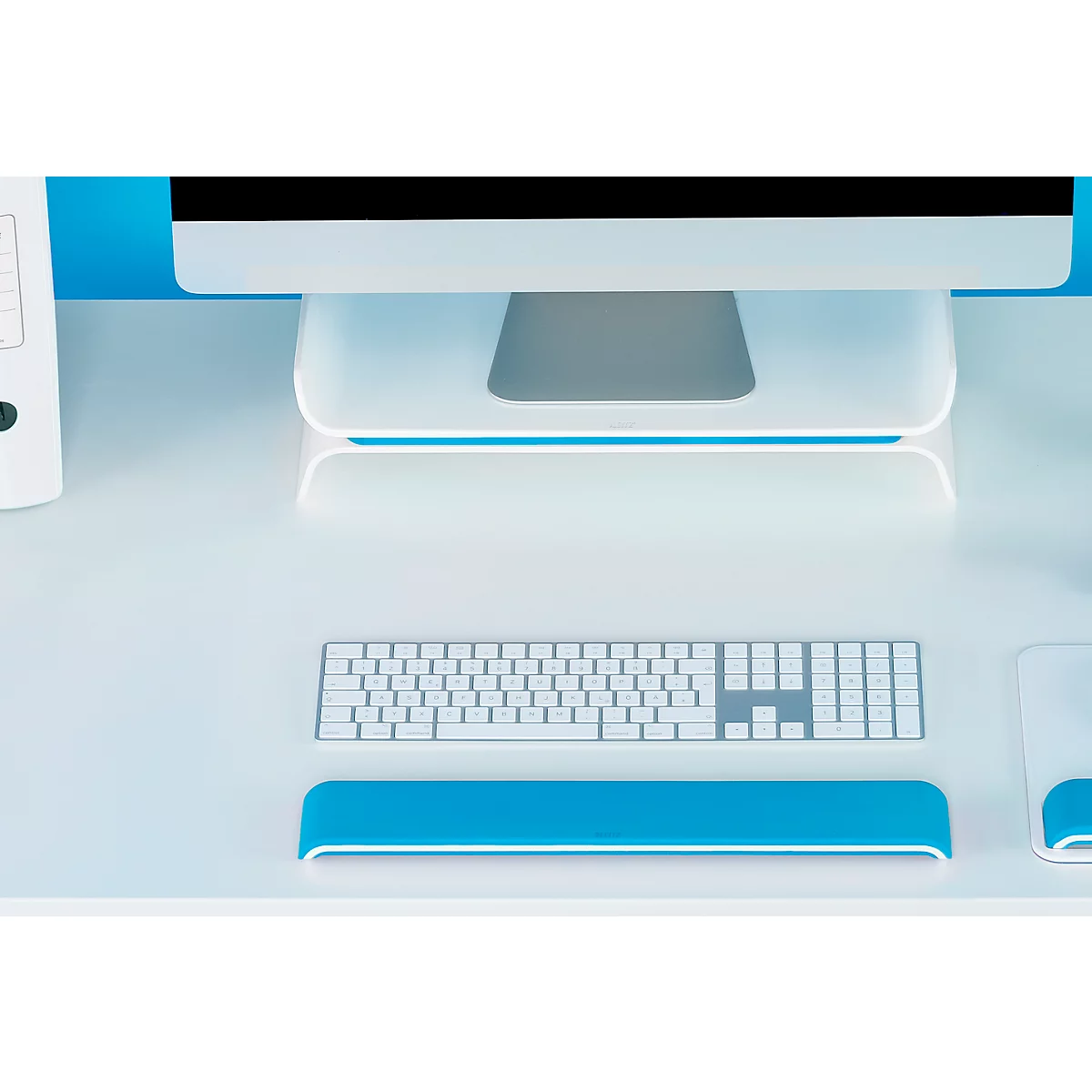 LEITZ® Ergo WOW polssteun voor toetsenborden, ergonomisch, 2-staps hoogteverstelbaar, L 437 x B 71 x H 21 mm, wit/blauw