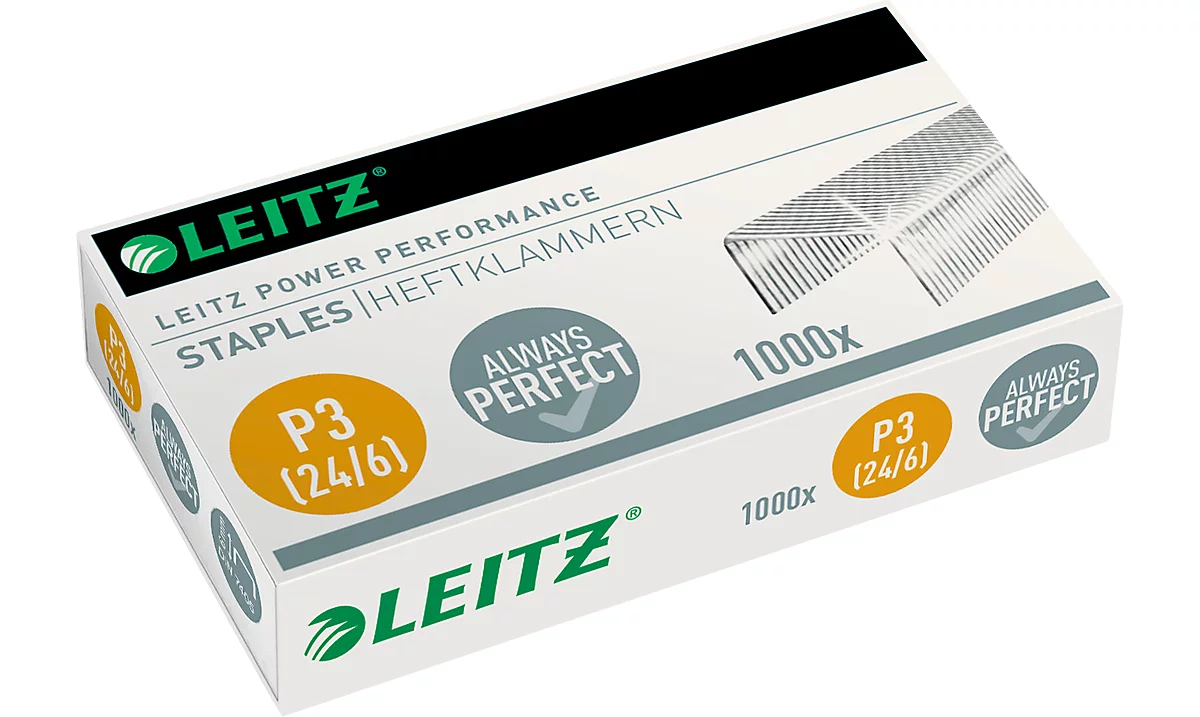 LEITZ® Heftklammern Power Performance P3, Typ 24/6, 1000 Stück