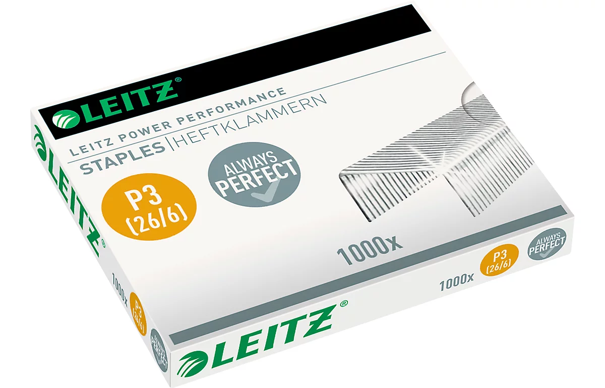 LEITZ® Heftklammern Power Performance P3, Typ 26/6, 1000 Stück