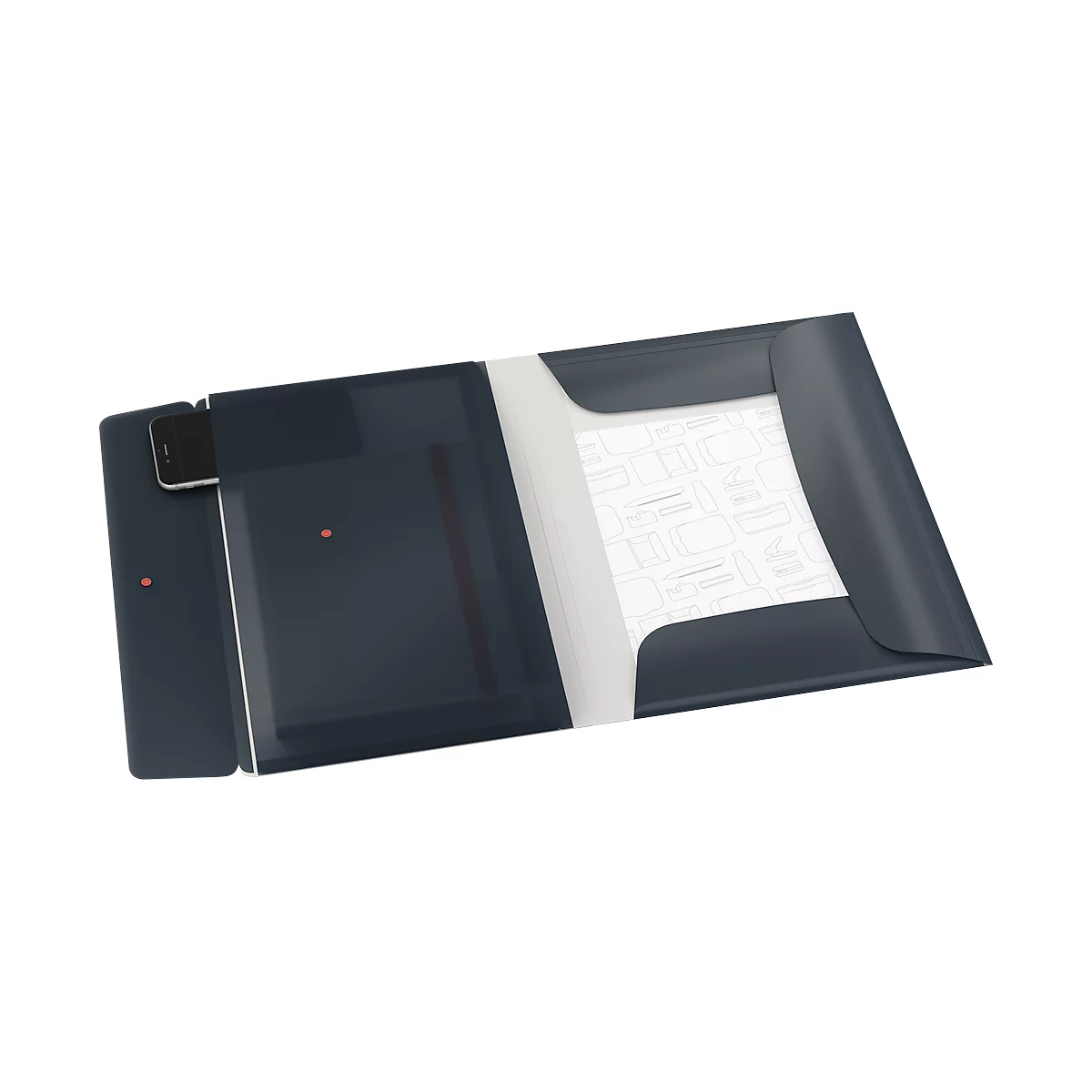 Leitz® hoekbandmap Cosy, A4, tot 150 vel, 3 kleppen &amp; binnenzak, elastische band sluiting, polypropyleen, grijs