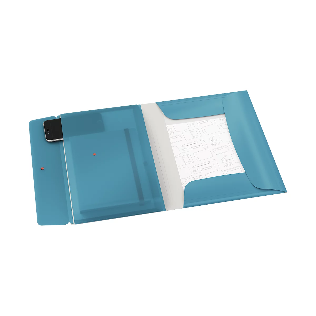 Leitz® hoekbandmap Cosy, A4, tot 150 vel, 3 kleppen &amp; binnenzak, elastische bandsluiting, polypropyleen, blauw