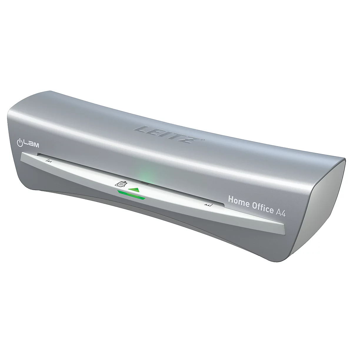 Grauer Laminator, mit LEITZ-Logo und der Aufschrift Home Office A4.