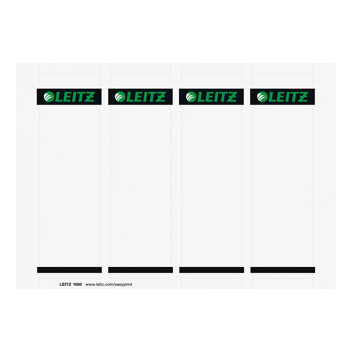 LEITZ® insteeketiketten voor 180°-kwaliteitsordner, rugbreedte 80 mm, bedrukbaar, 100 stuks