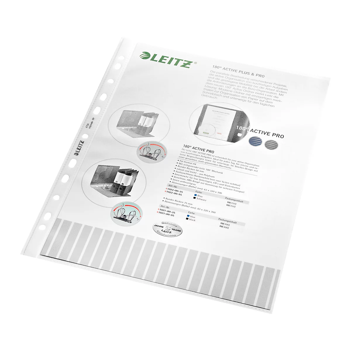LEITZ insteekhoesje 4704, A4, bovenaan open, 100 stuks, generfd, transparant, 0,09 mm