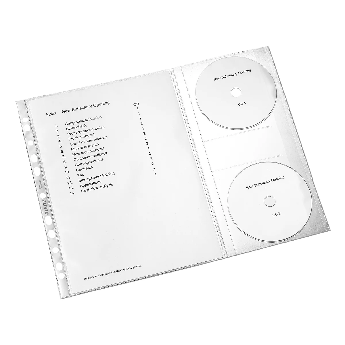 LEITZ® insteekhoesje 4761 met cd-klep, A4, bovenaan open, 5 stuks