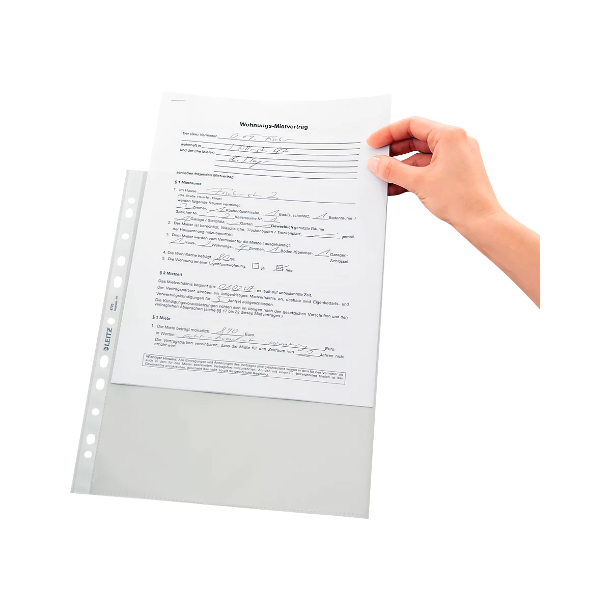 LEITZ insteekhoesje 4770, A4, bovenaan open, 100 stuks, glashelder, transparant