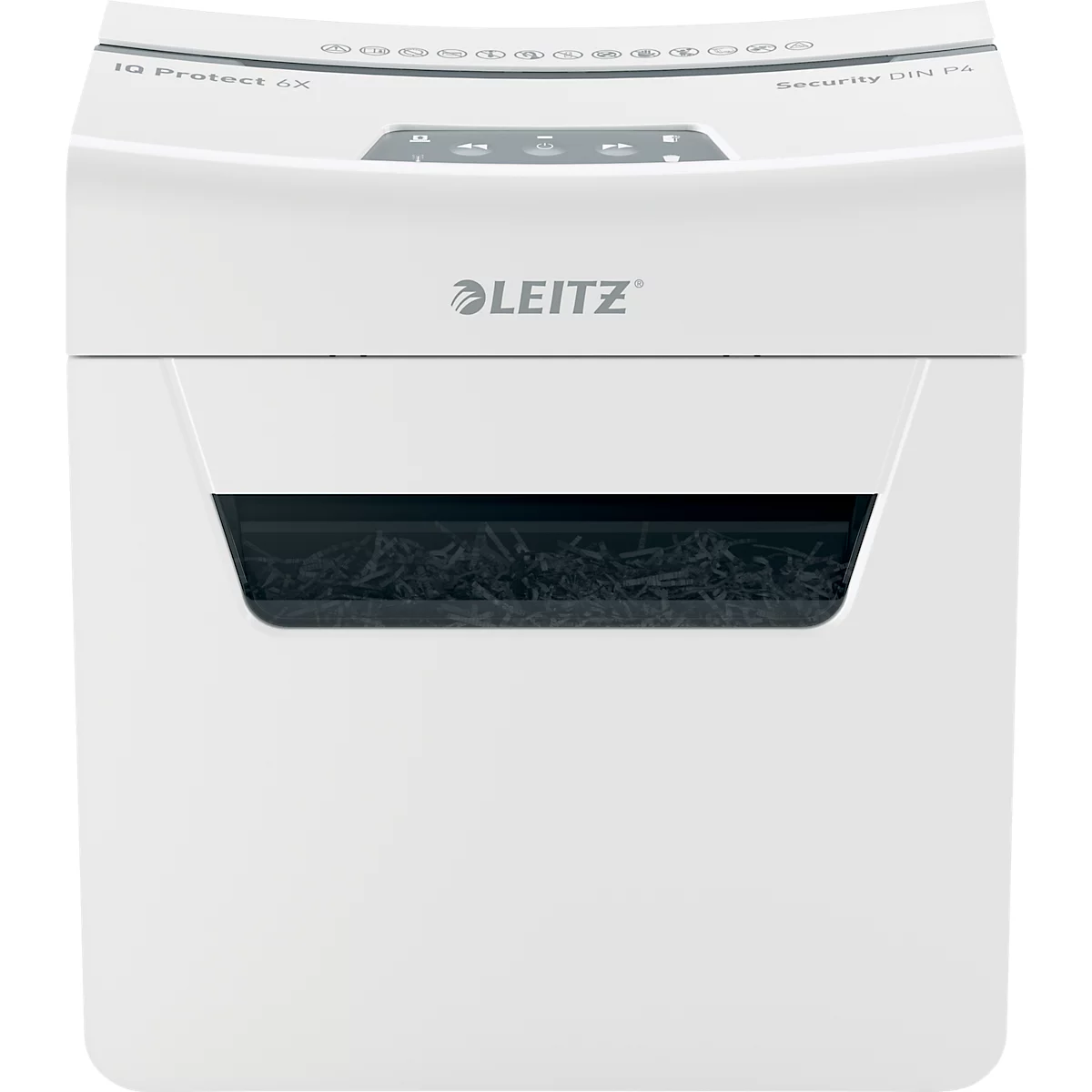 Leitz IQ 3M Protect Premium Aktenvernichter P5, Mikroschnitt 2 x 15 mm, 10 l, 3 Blatt Schnittleistung, Anti-Papierstau-Technologie, weiß