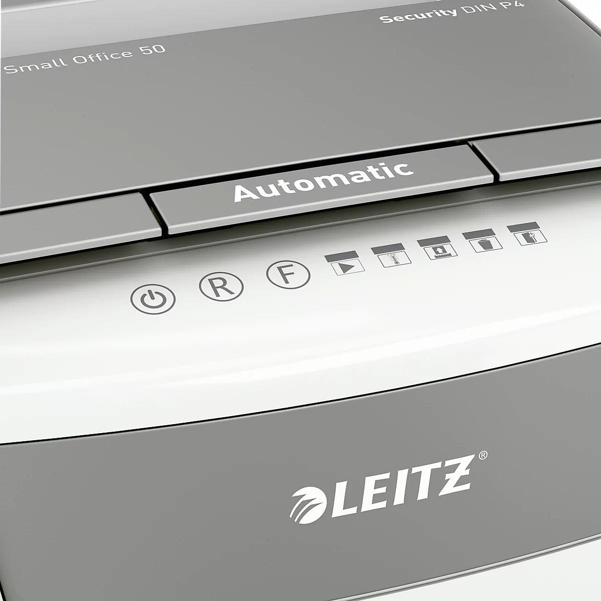 Leitz IQ Autofeed Small Office 50 Aktenvernichter P4, Vollautomatik, Partikelschnitt 4 x 30 mm, 20 l, 50 Blatt Schnittleistung, weiß