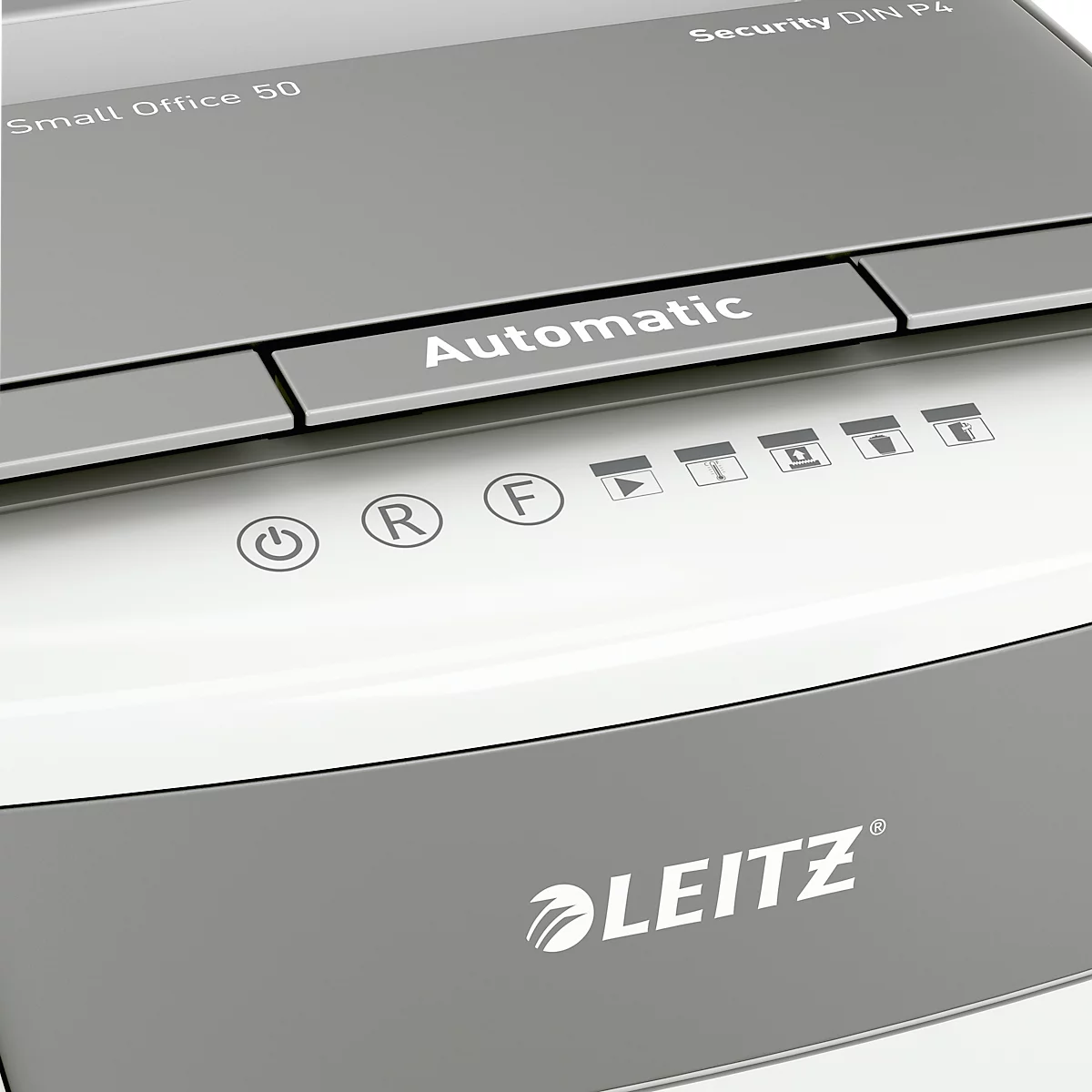 Leitz IQ Autofeed Small Office 50 papiervernietiger P4, volledig automatisch, deeltjes snijden 4 x 30 mm, 20 l, 50 vel snijcapaciteit, wit