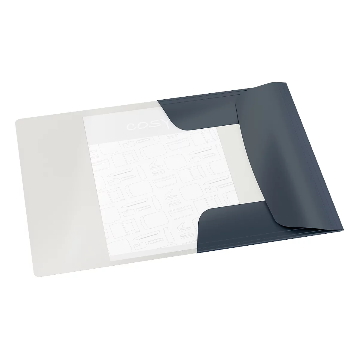 Leitz®kartonnen map met 3 kleppen en elasitek Cosy, A4 formaat, voor maximaal 150 vel grijs
