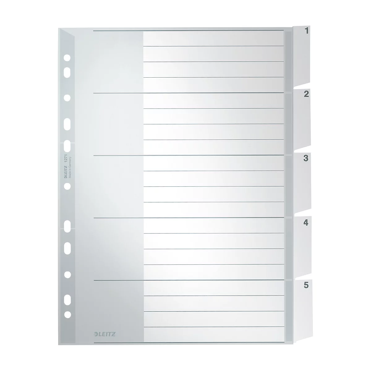 LEITZ Kunstoffregister mit Fenstertaben, DIN A4, 5 Blatt, Nr.1271