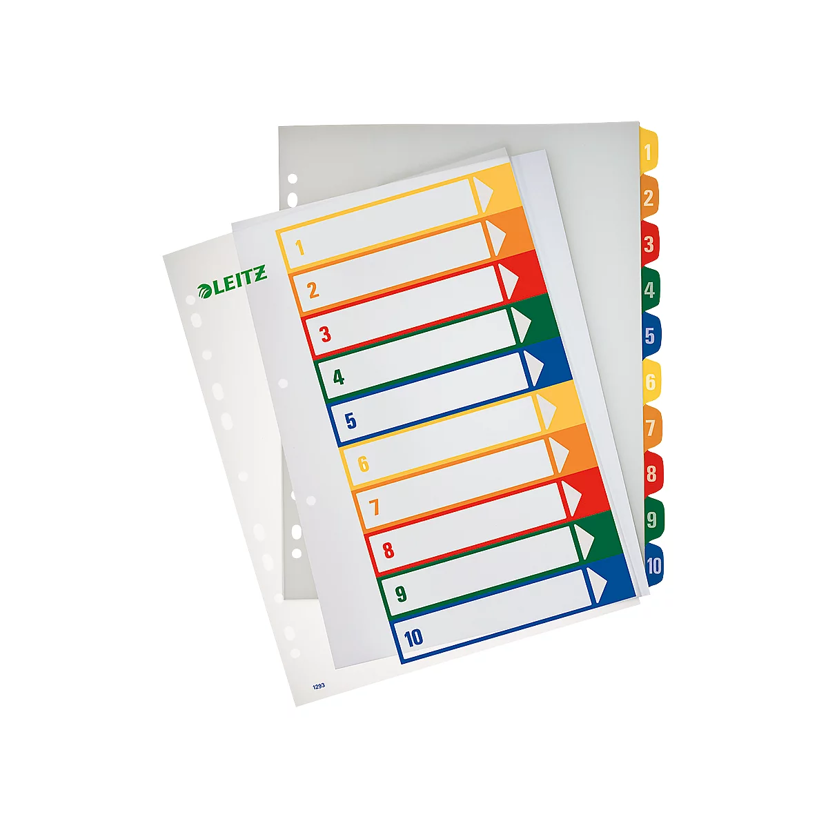 LEITZ® kunststof indexbladen extra breed, cijferindex, cijfers 1-10, nr. 1293