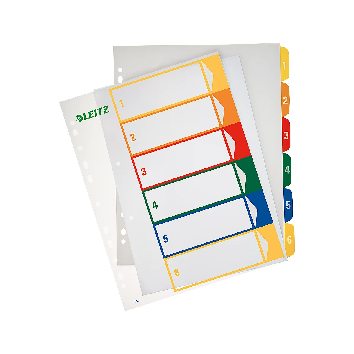 LEITZ® kunststof indexbladen extra breed, cijferindex, cijfers 1-6, nr. 1292