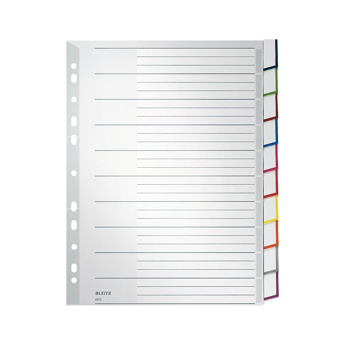 LEITZ kunststof indexbladen met venstertabs, A4, 10 bladen, nr. 4370