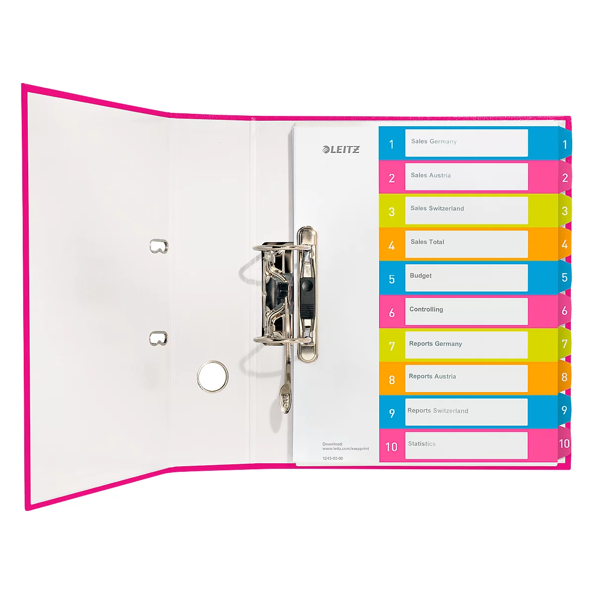 LEITZ® kunststof indexbladen Wow, cijfers 1-10, A4 extra breed, Via pc beletterbaar, losbladig