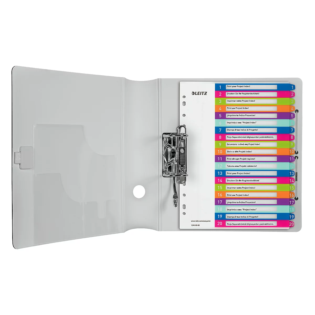 LEITZ® kunststof indexbladen Wow, cijfers 1-20, A4 extra breed, Via PC beletterbaar, losbladig