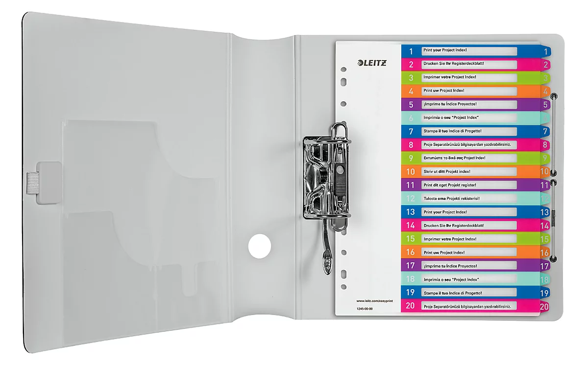 LEITZ® Kunststoffregister Wow, Zahlen 1-20, A4 Überbreite, PC-beschriftbar,einzeln