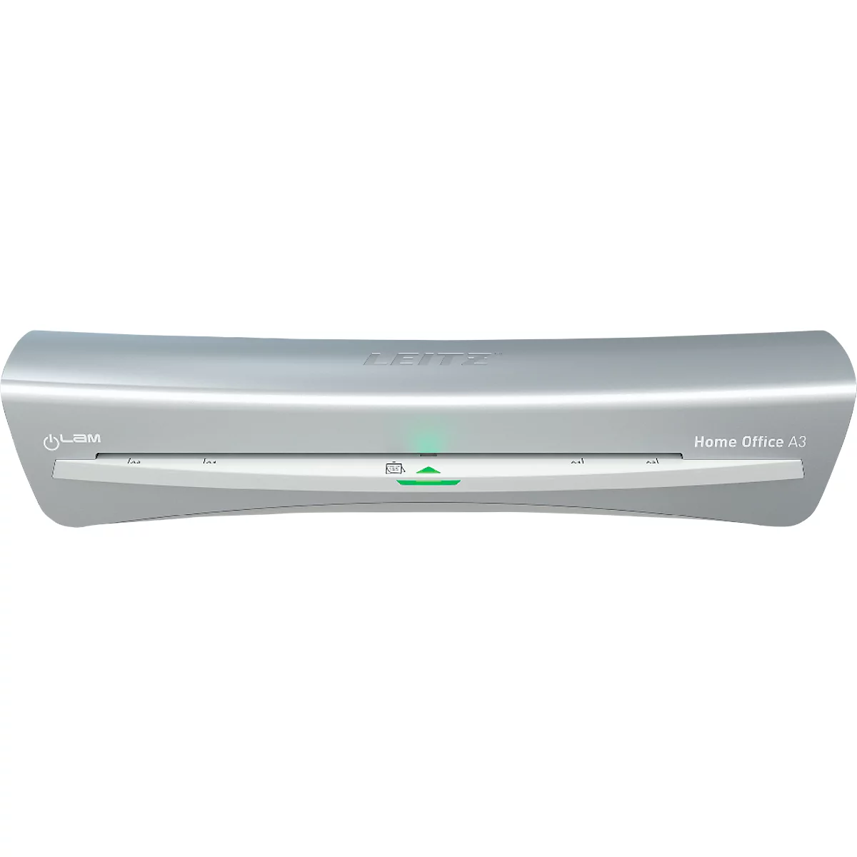 A laminator from the brand Leitz. The papers show colorful splashes.