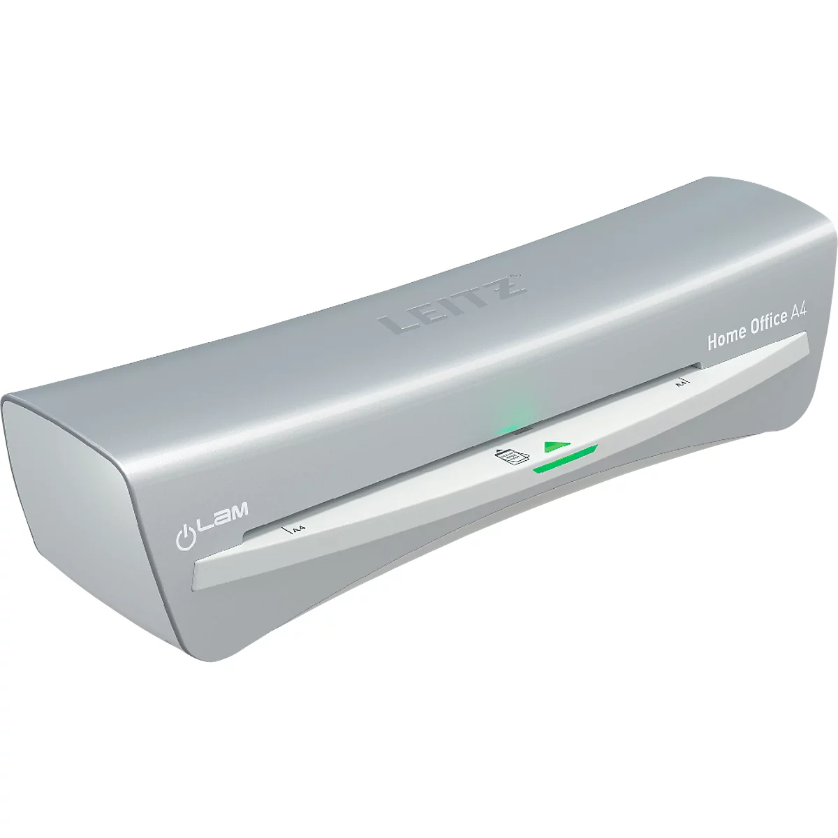 A Leitz laminator with colorful documents.