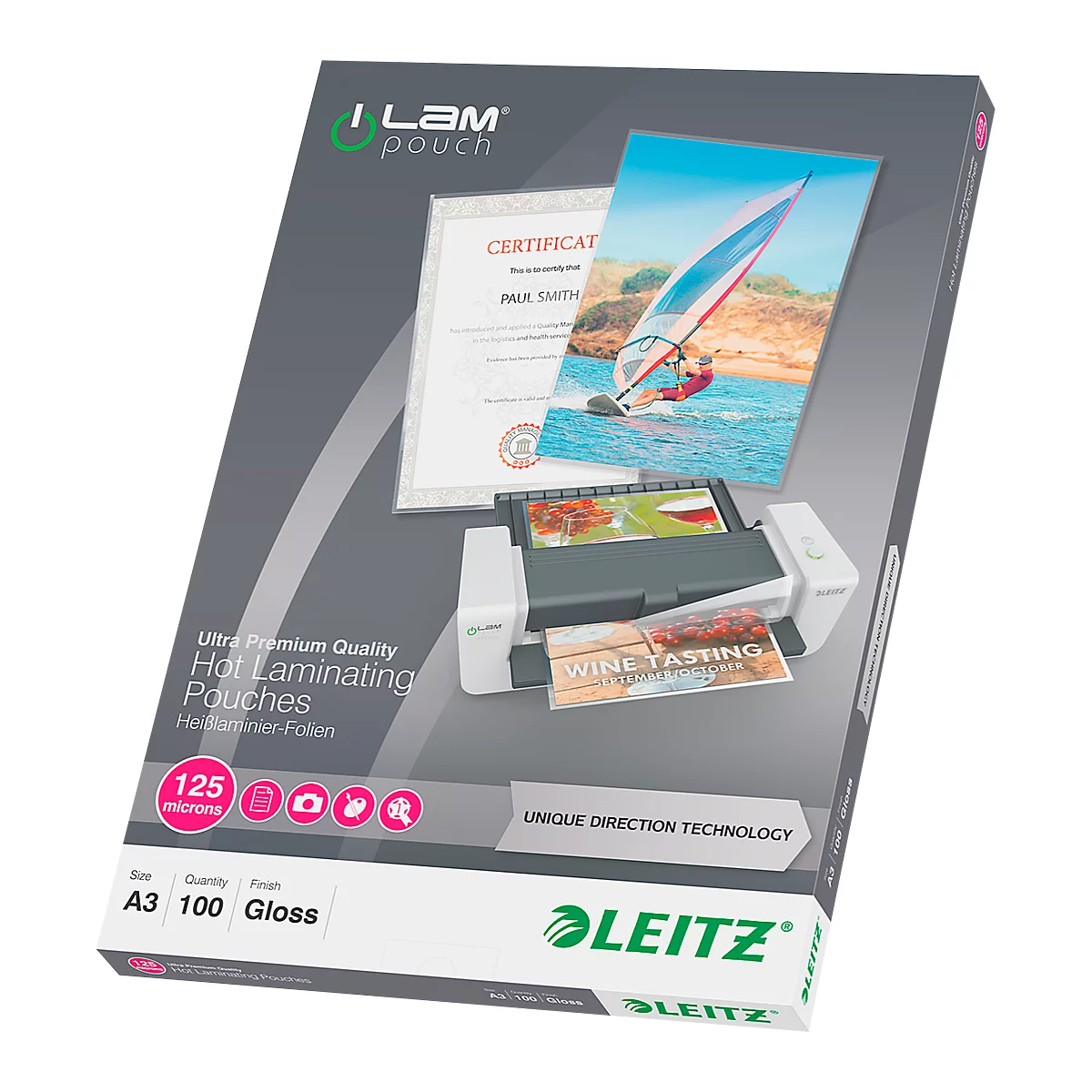 LEITZ® Laminierfolien iLAM, DIN A3, 125 mic, 100 Stück