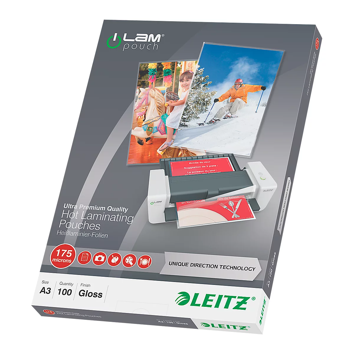 LEITZ® Laminierfolien iLAM, DIN A3, 175 mic, 100 Stück