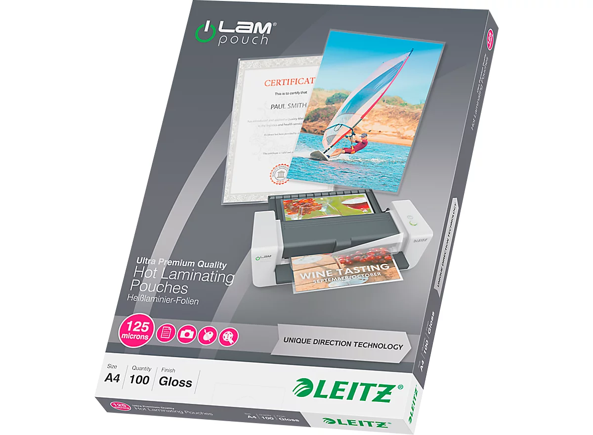 LEITZ® Laminierfolien iLAM, DIN A4, 125 mic, 100 Stück