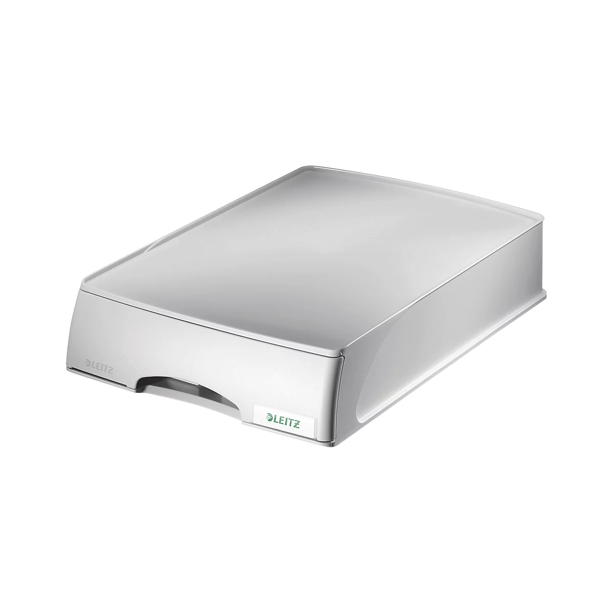 Gray Leitz document tray, photographed at a slight angle.