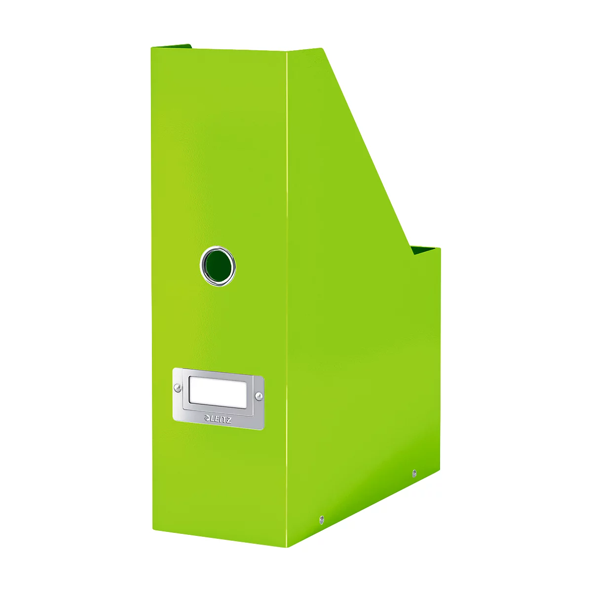 Green magazine box. There is a name plate on the front.