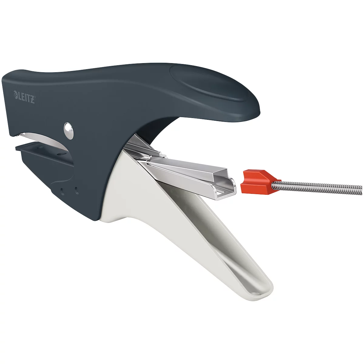 Leitz® metaalniettang Cosy, voor nietjes nr 10, achterlaadmechanisme, inclusief 1000 nietjes, grijs