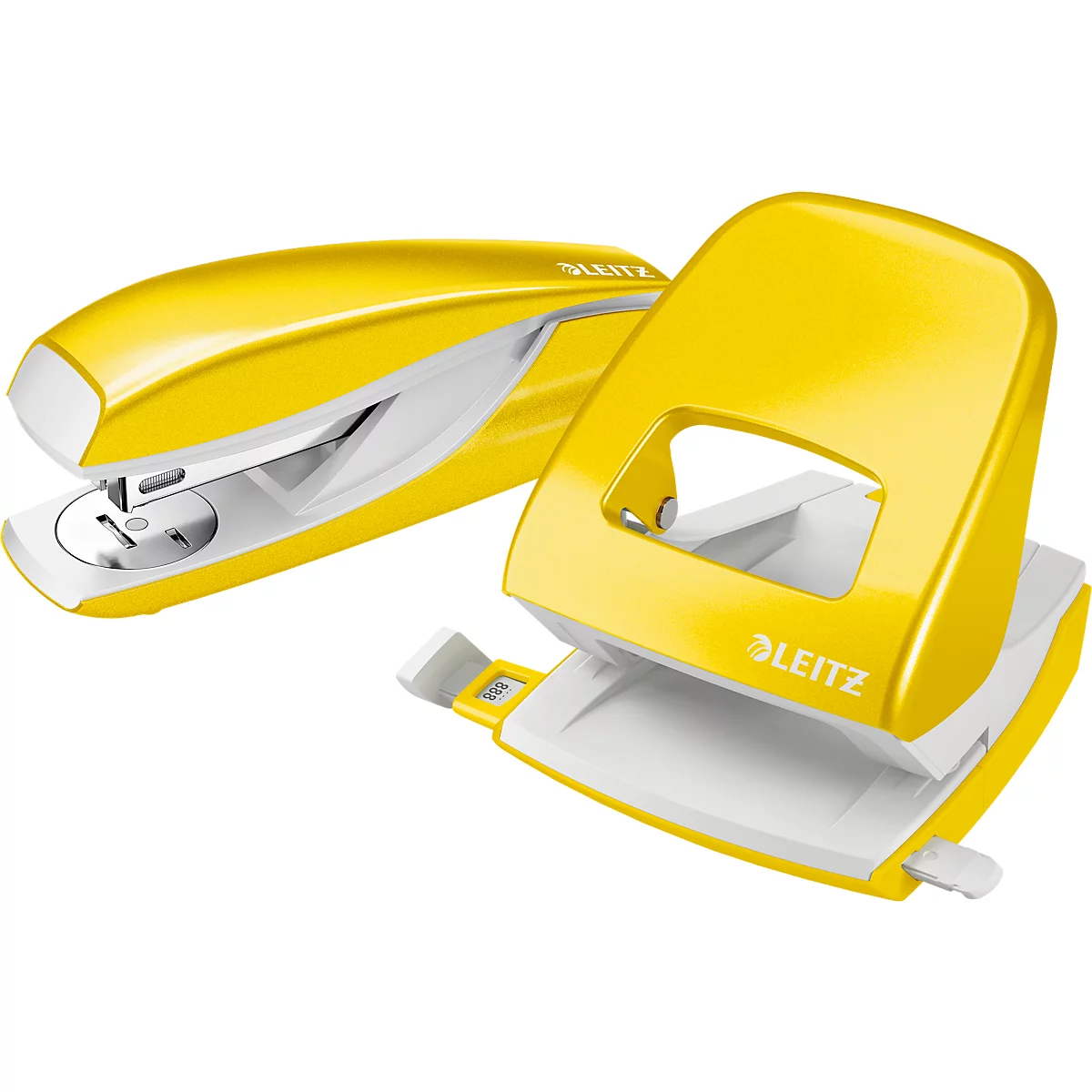 LEITZ® office punch + desktop stapler SET, amarillo