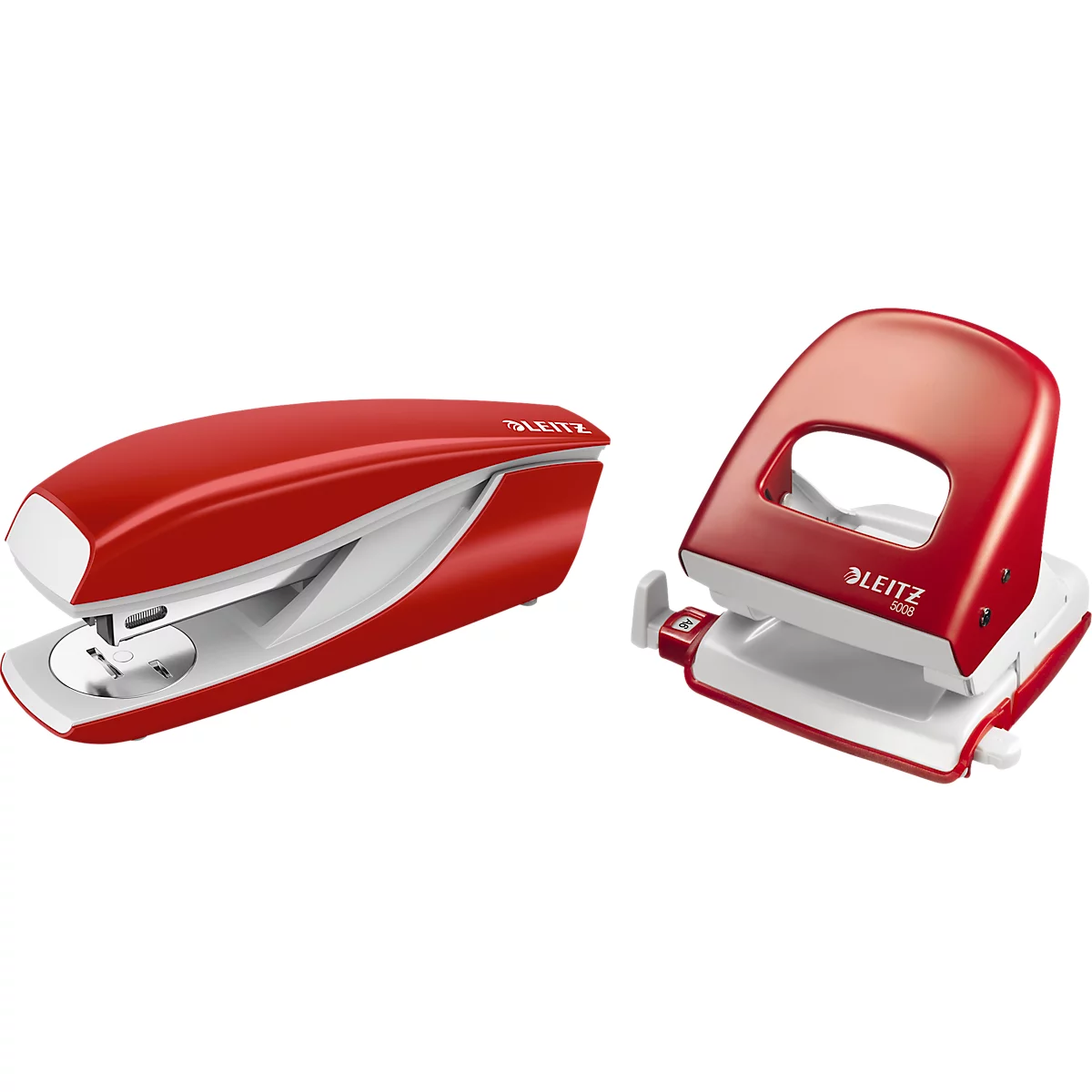 LEITZ® office punch + desktop stapler SET, rojo