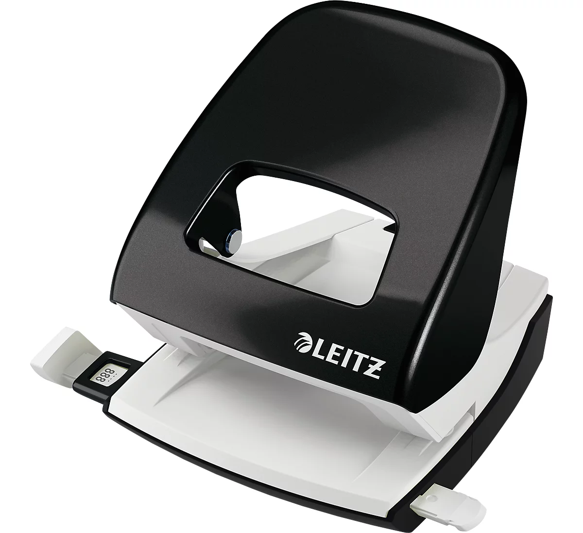 LEITZ® office punch NeXXt Serie 5008, metal, negro alto brillo