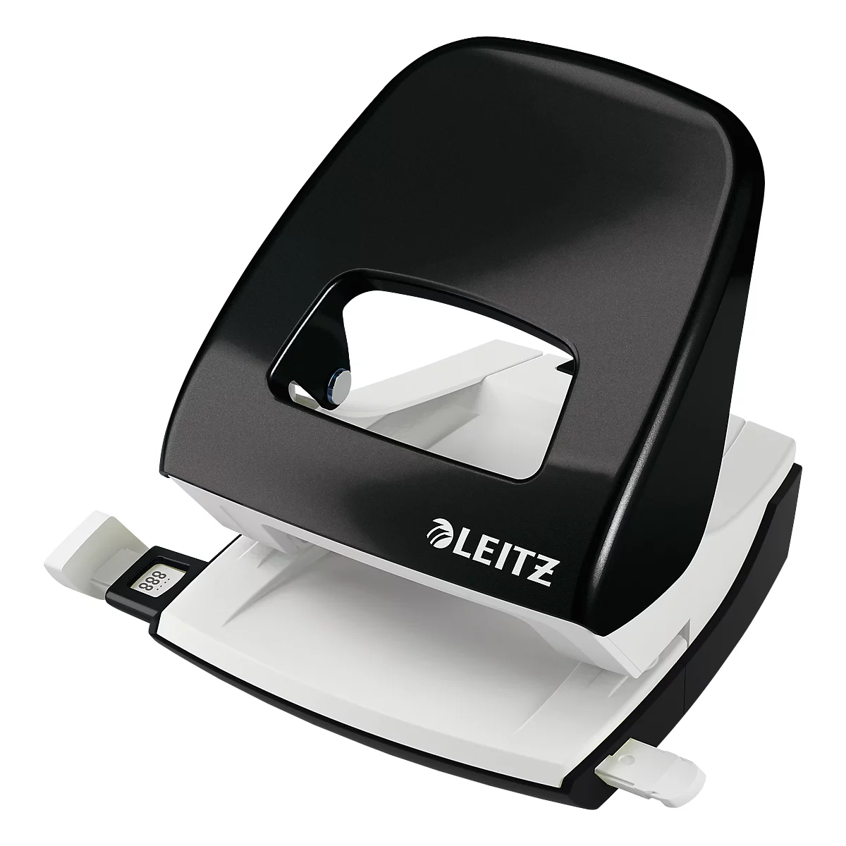 LEITZ® office punch NeXXt Serie 5008, metal, negro alto brillo