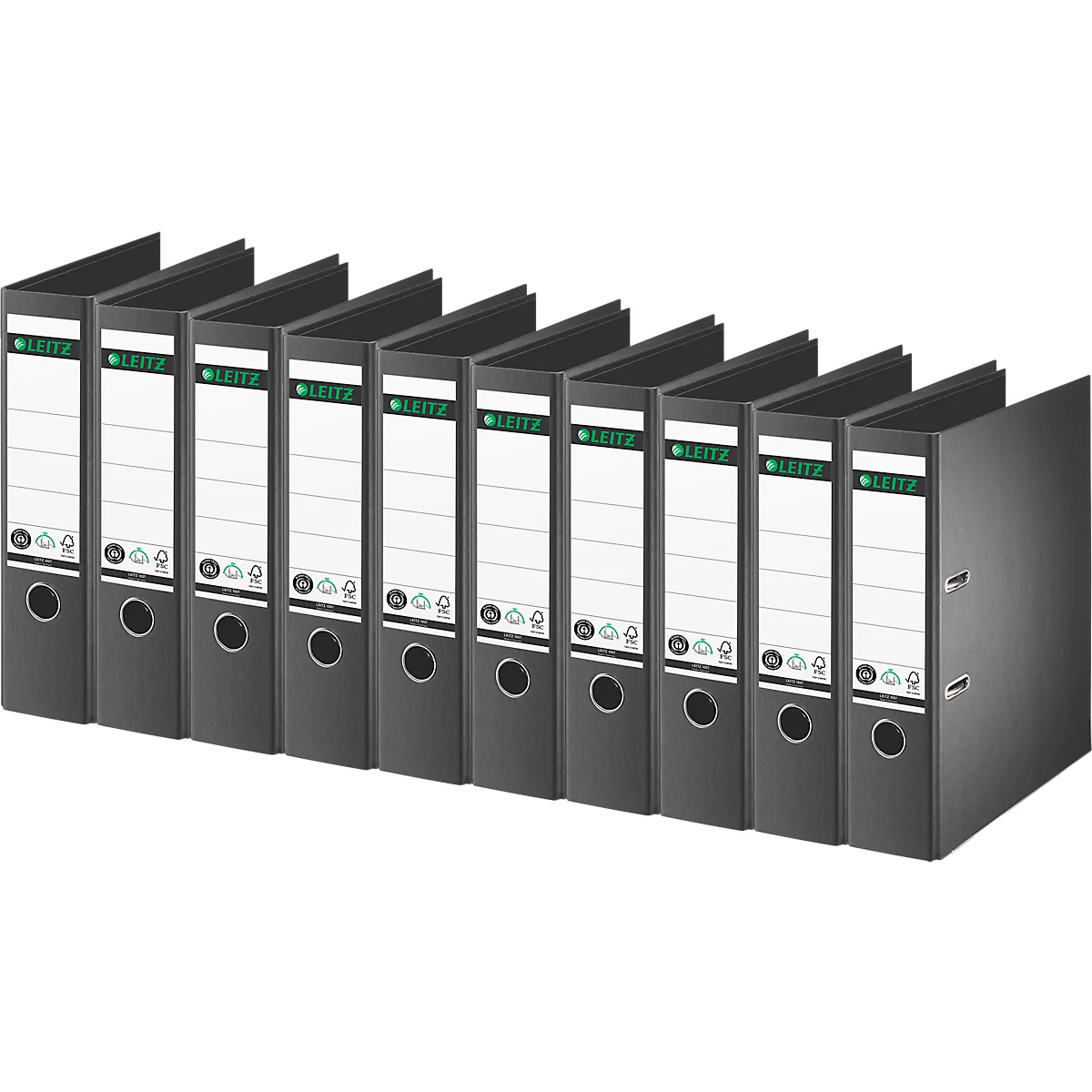 LEITZ® ordner 1007/1008, A4, rugbreedte 80 mm, 10 stuks, zwart