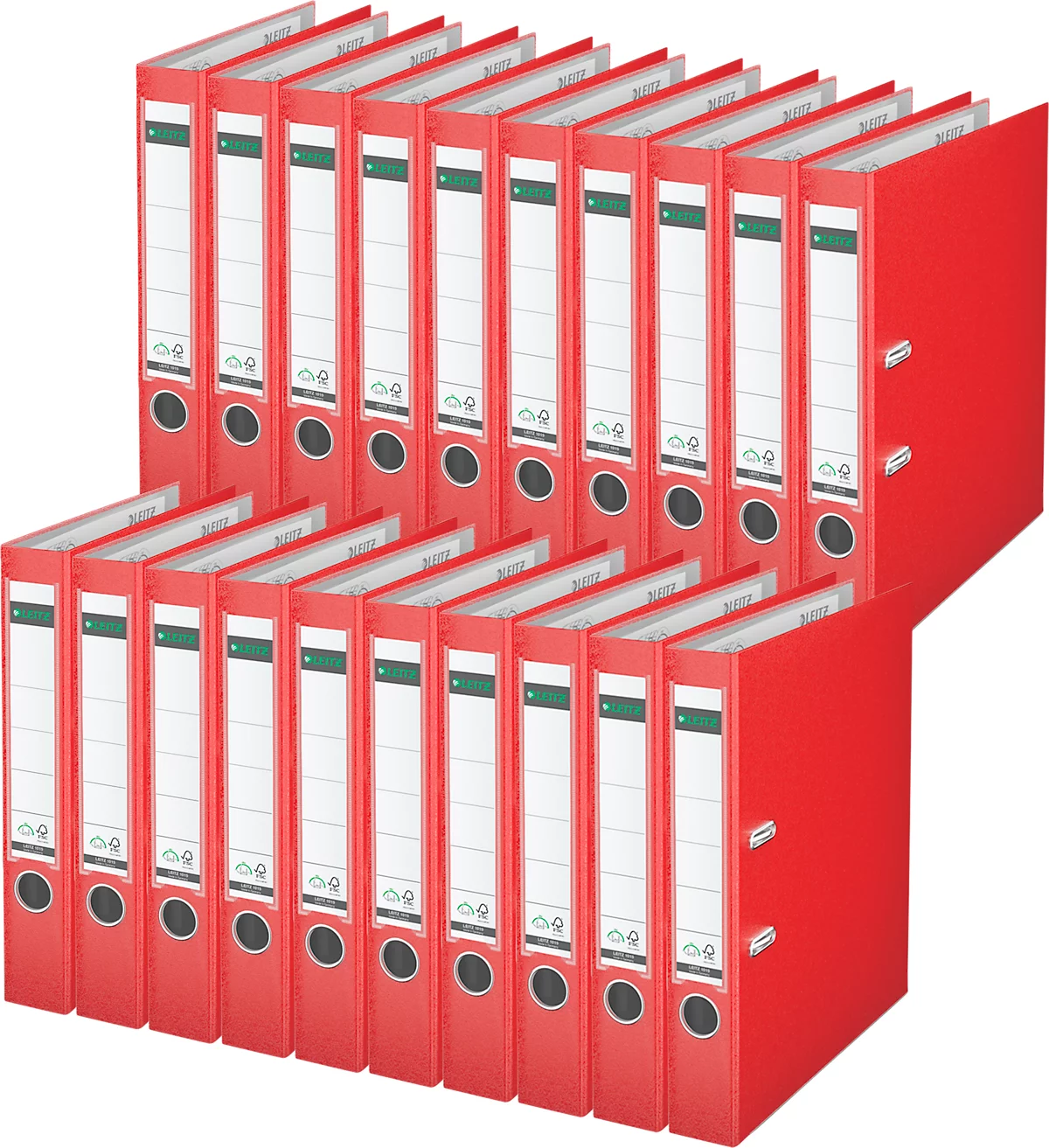 LEITZ® ordner 1015, A4, rugbreedte 52 mm, 20 stuks, rood