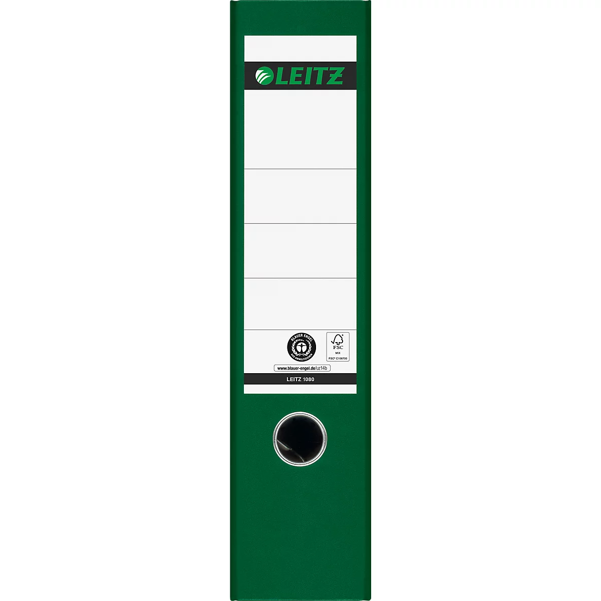 LEITZ® ordner 1080, A4, rugbreedte 80 mm, 20 stuks, groen