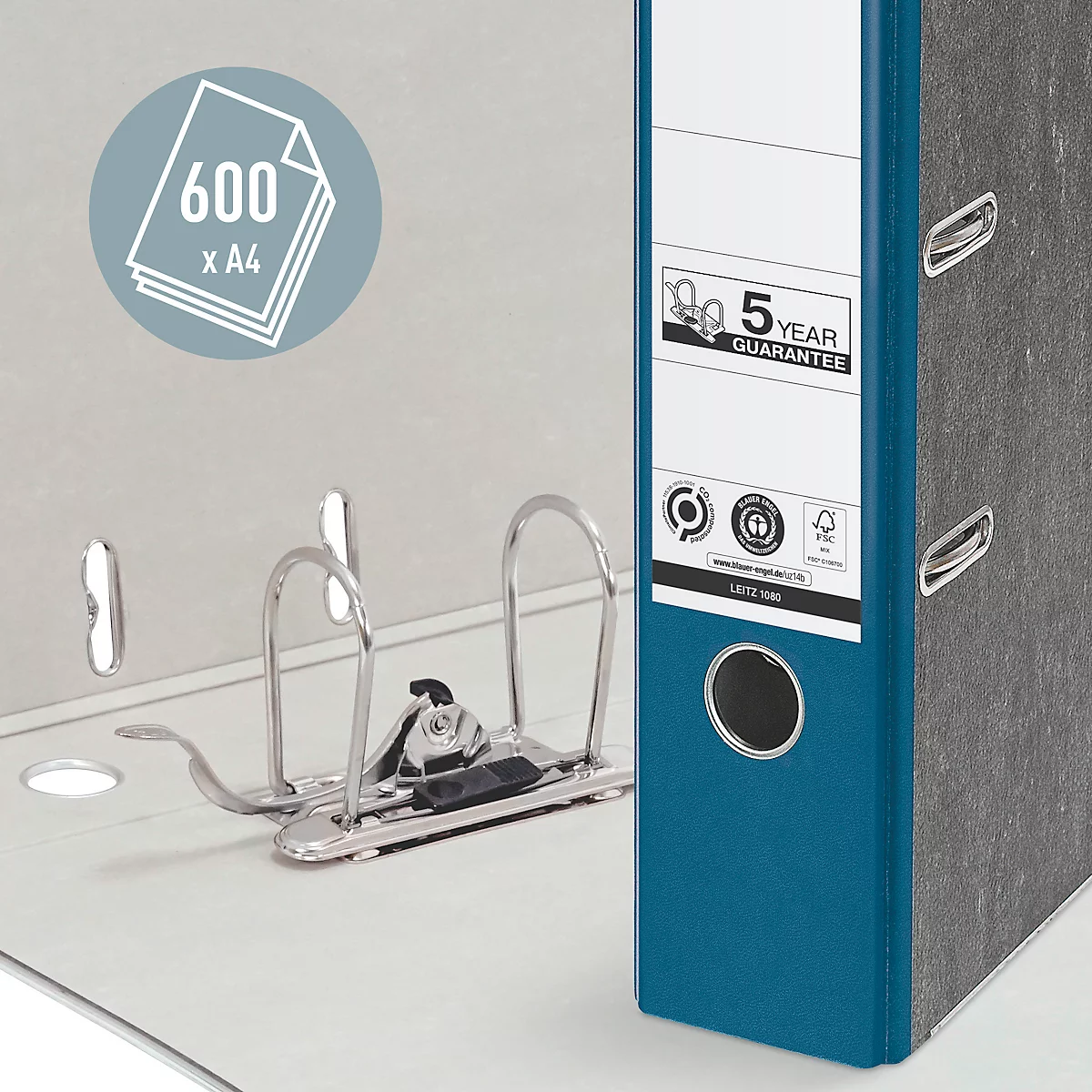 LEITZ® Ordner 1080, DIN A4, Rückenbreite 80 mm, blau