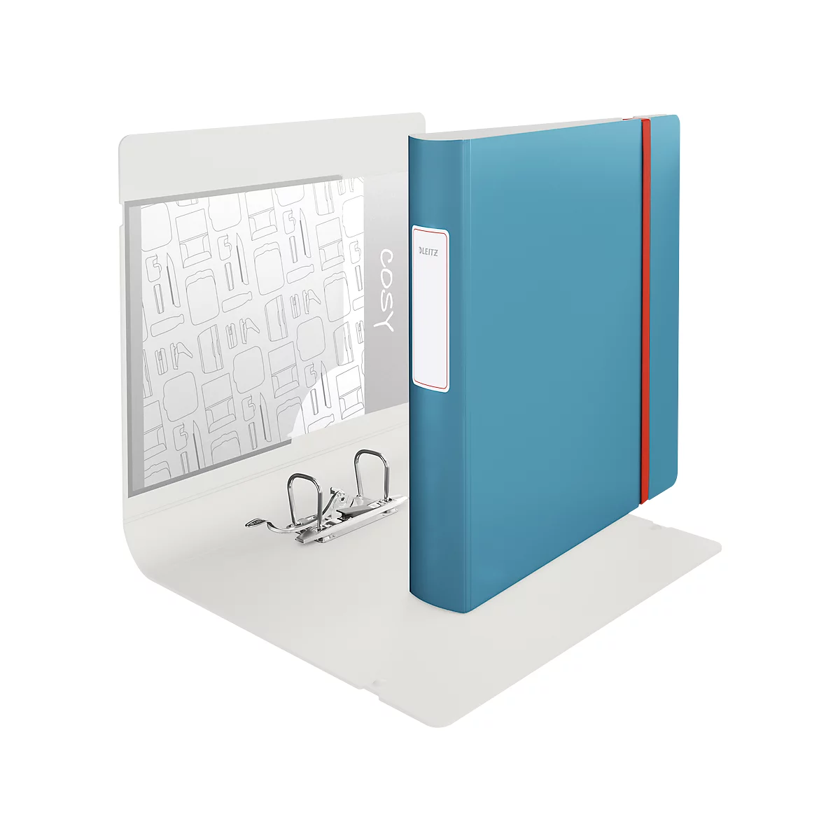 Leitz® ordner 180° Active Cosy, A4, rugbreedte 65 mm, 180° hefboommechanisme, gelijmd rugetiket &amp; elastiek, blauw