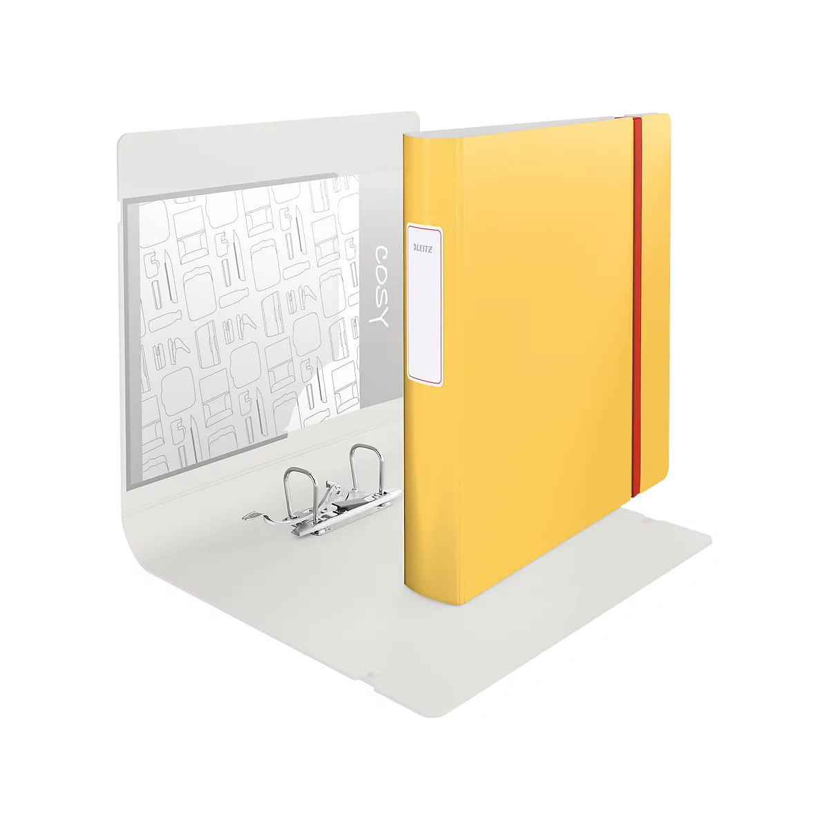 Leitz® ordner 180° Active Cosy, A4, rugbreedte 65 mm, 180° hefboommechanisme, gelijmd rugetiket &amp; elastiek, geel