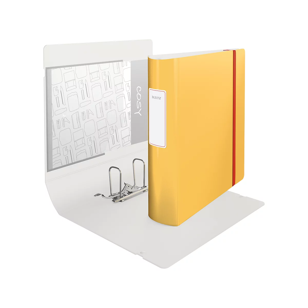 Leitz® ordner 180° Active Cosy, A4, rugbreedte 82 mm, 180° hefboomboogmechanisme, gelijmd rugetiket &amp; elastiek, geel